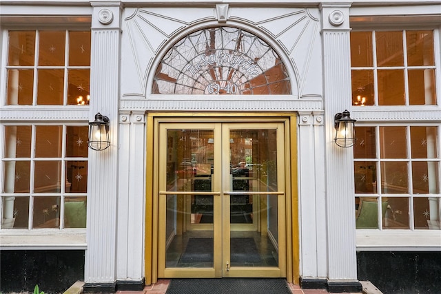 property entrance with french doors