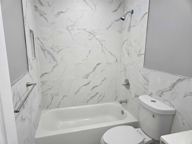 134-15 160th St, Jamaica, NY 11434 - bathroom featuring toilet, tile walls, shower / washtub combination, and vanity