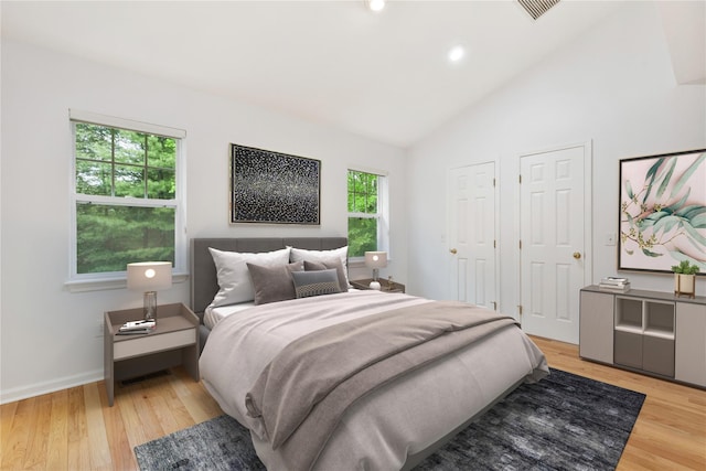 123 Park Rd Extension, Goldens Bridge, NY 10526 - bedroom featuring wood finished floors, recessed lighting, baseboards, and high vaulted ceiling