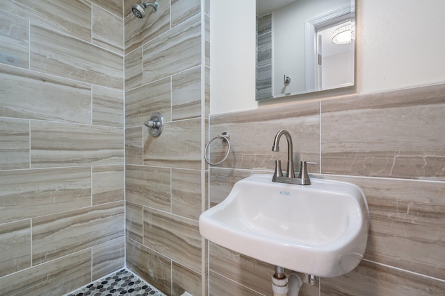 208 Newport Rd, Uniondale, NY 11553 - bathroom with a tile shower and a sink