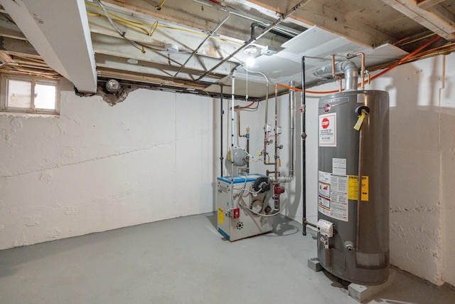 208 Newport Rd, Uniondale, NY 11553 - below grade area featuring a heating unit and gas water heater