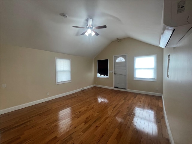 1101 Harding Park, Bronx, NY 10473 - additional living space with wood-type flooring, a ceiling fan, vaulted ceiling, and baseboards