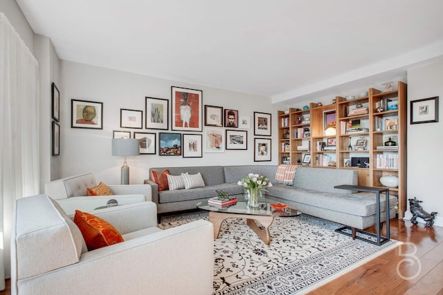 living room with wood finished floors