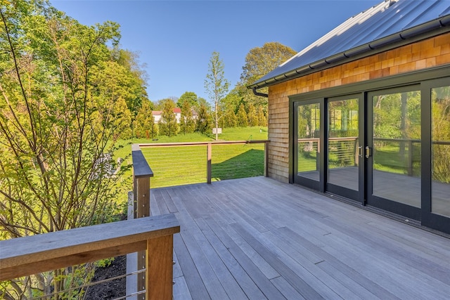 139A N Ferry Rd, Shelter Island, NY 11964 - wooden terrace with a yard