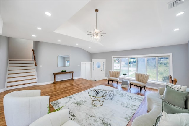 16 Huckleberry Ln, Oyster Bay, NY 11771 - living area featuring recessed lighting, light wood-style flooring, visible vents, and stairs