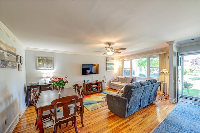 1600 Grand Ave Unit T2, Baldwin, NY 11510 - living area featuring ornamental molding, light wood finished floors, ceiling fan, and baseboards