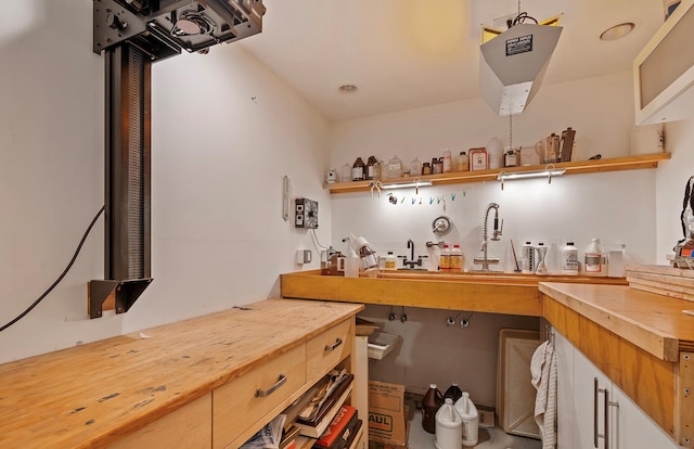 kitchen featuring butcher block counters