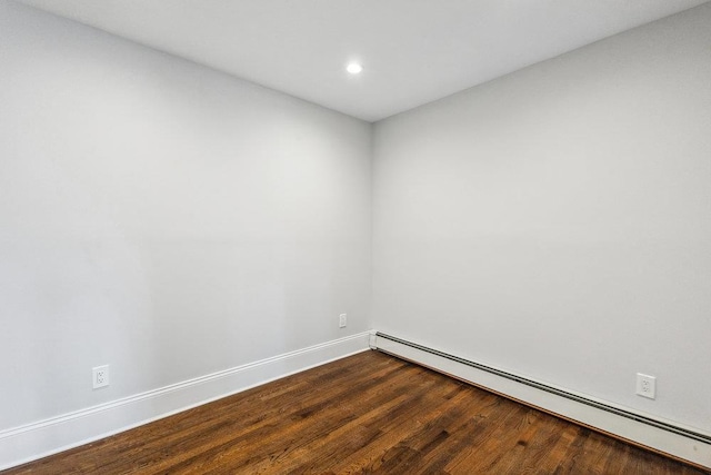 37 Soundview Rd, Huntington, NY 11743 - unfurnished room featuring a baseboard heating unit, dark wood-type flooring, and recessed lighting