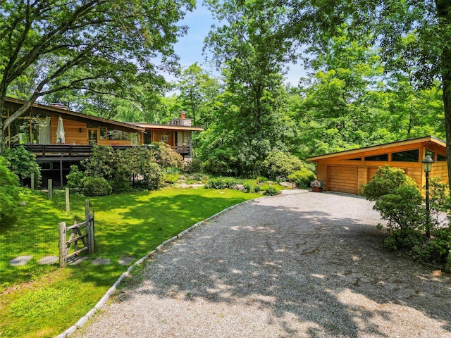 280 Salem Rd, Pound Ridge, NY 10576 - view of grassy yard with gravel driveway and a garage