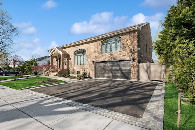 783 Oakleigh Rd, North Woodmere, NY 11581 - view of front of property featuring brick siding, a garage, a gate, and aphalt driveway
