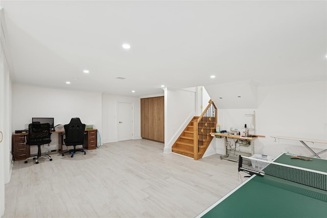 783 Oakleigh Rd, North Woodmere, NY 11581 - recreation room with wood finished floors, recessed lighting, and baseboards