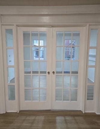 185 Mill St, Poughkeepsie, NY 12601 - doorway with french doors and dark wood finished floors