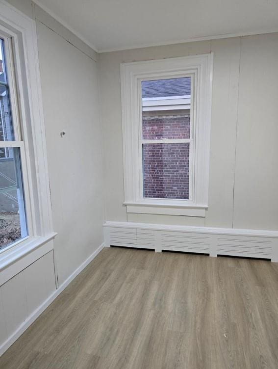 185 Mill St, Poughkeepsie, NY 12601 - spare room featuring wood finished floors, plenty of natural light, and radiator