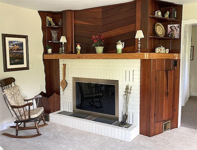 43 Glenwood Rd, New City, NY 10956 - detailed view of carpet floors and a brick fireplace