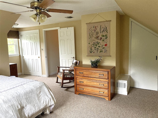 43 Glenwood Rd, New City, NY 10956 - bedroom featuring light colored carpet, a closet, a ceiling fan, and vaulted ceiling