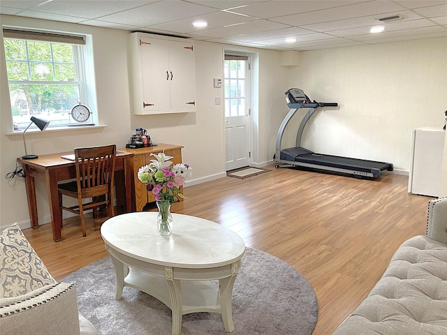 43 Glenwood Rd, New City, NY 10956 - living area featuring light wood-style flooring, baseboards, and a drop ceiling