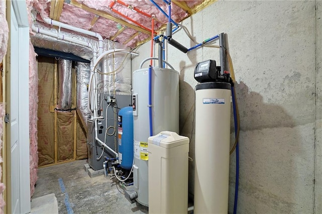 utility room featuring water heater