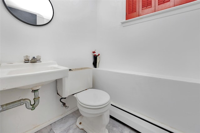 9 Ensign Dr, Massapequa, NY 11758 - bathroom with a baseboard heating unit and toilet