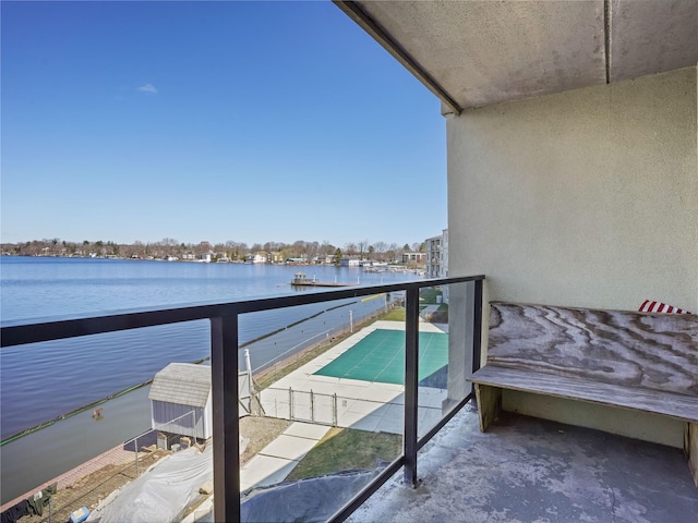 balcony with a water view