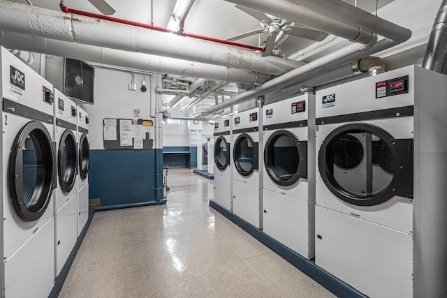 220-55 46th Ave Unit 3U, Bayside, NY 11361 - community laundry room featuring washer and dryer and light floors