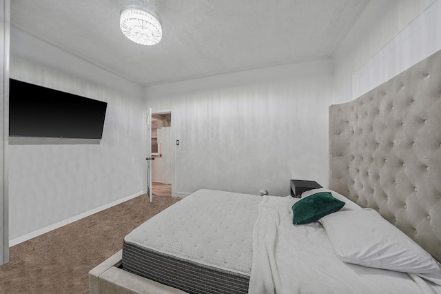 3205 Lafayette Ave, Bronx, NY 10465 - carpeted bedroom with a notable chandelier and baseboards