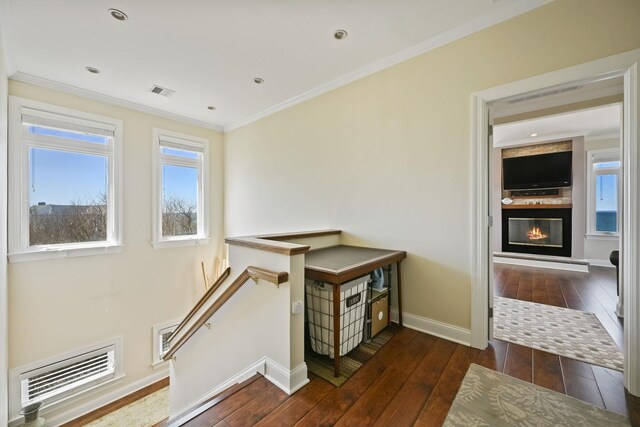 54985 Cr48, Southold, NY 11971 - interior space with baseboards, visible vents, wood-type flooring, and an upstairs landing