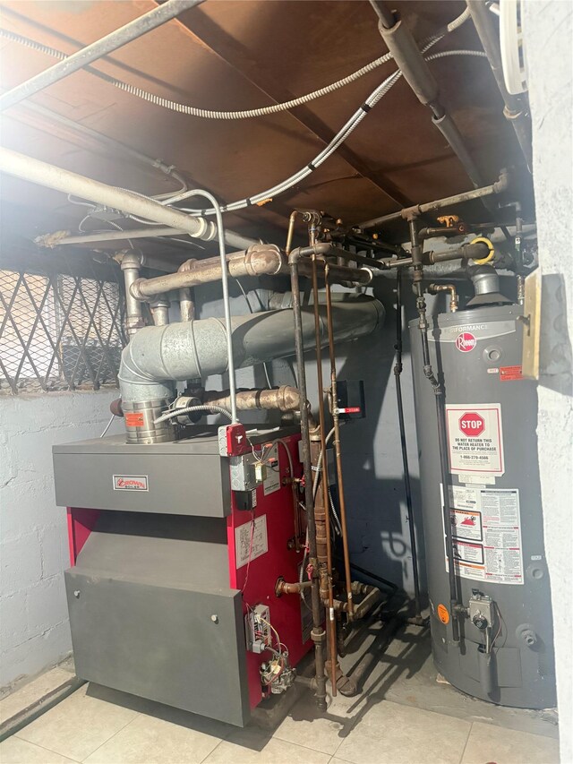 utility room with water heater