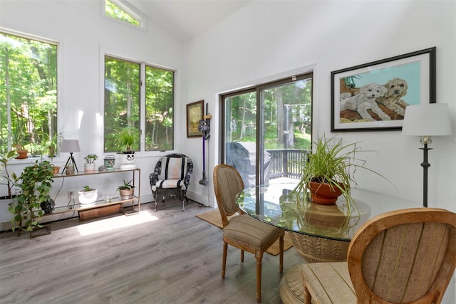 2358 Maple Ave, Cortlandt Manor, NY 10567 - dining area with vaulted ceiling, plenty of natural light, and wood finished floors