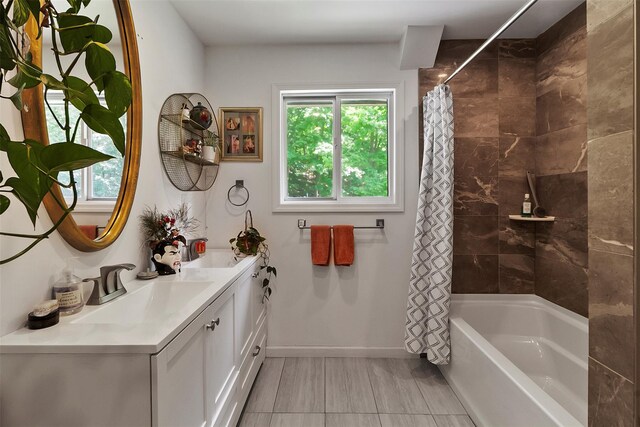 2358 Maple Ave, Cortlandt Manor, NY 10567 - bathroom with vanity, plenty of natural light, and shower / tub combo with curtain