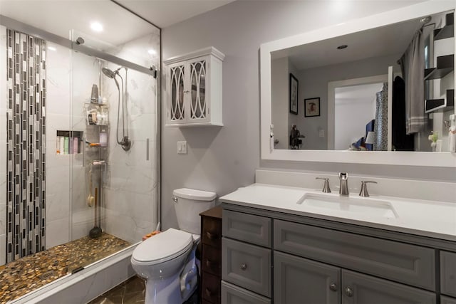 2358 Maple Ave, Cortlandt Manor, NY 10567 - full bathroom with vanity, a shower stall, and recessed lighting