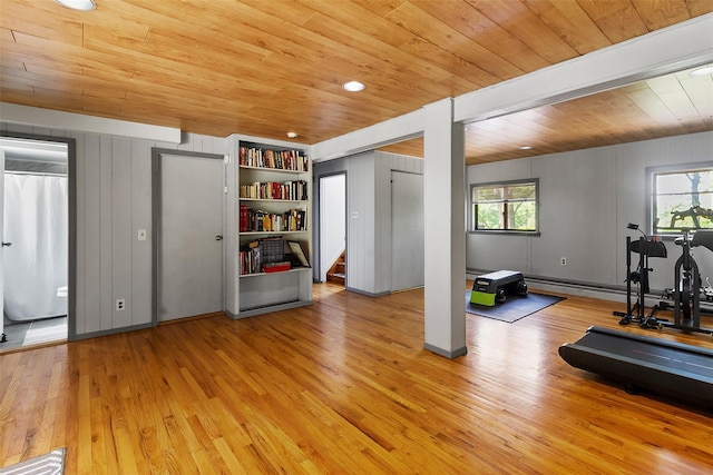 2358 Maple Ave, Cortlandt Manor, NY 10567 - workout room featuring wood ceiling, plenty of natural light, and wood finished floors