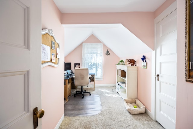 3 Druid Hill Rd, Port Jefferson, NY 11777 - office area with carpet, baseboards, and lofted ceiling
