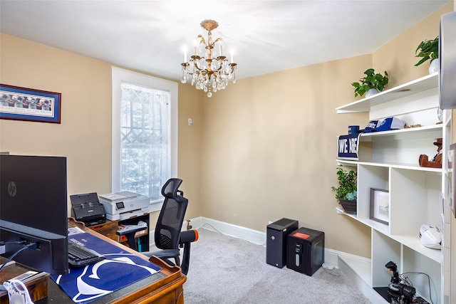 3 Druid Hill Rd, Port Jefferson, NY 11777 - carpeted office featuring a chandelier and baseboards