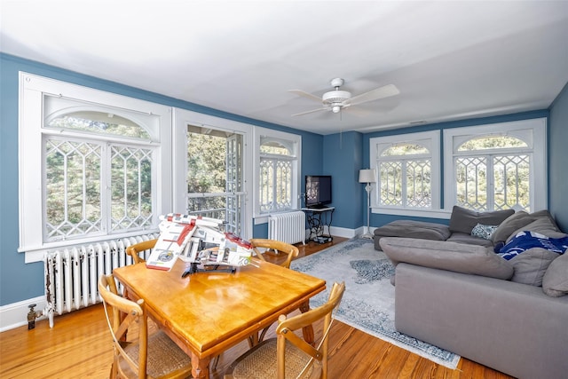 3 Druid Hill Rd, Port Jefferson, NY 11777 - living area with radiator heating unit, a ceiling fan, and plenty of natural light