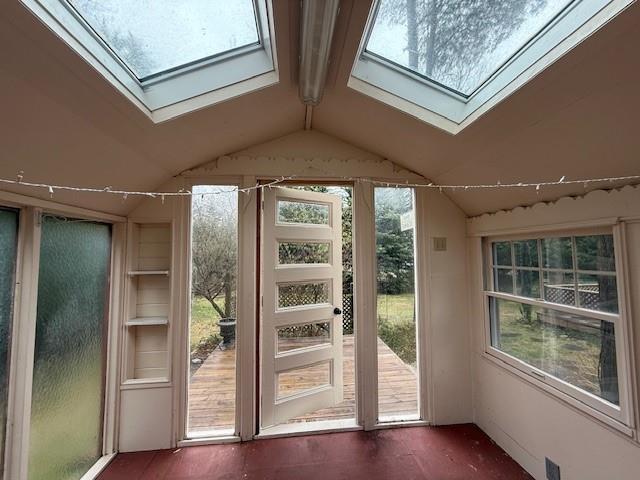 3 Druid Hill Rd, Port Jefferson, NY 11777 - entryway with a skylight and lofted ceiling