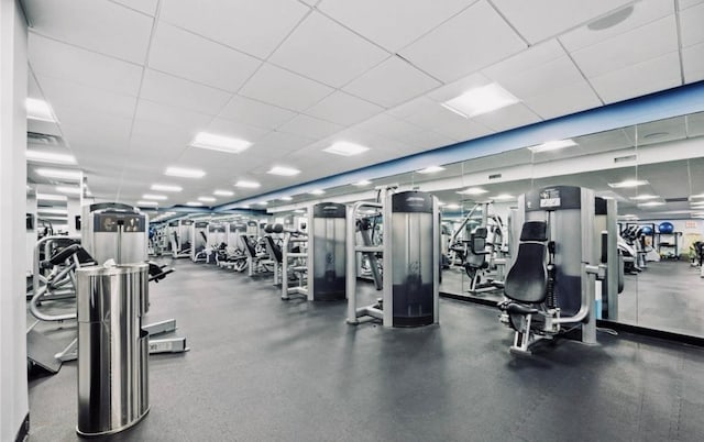 2 Bay Club Dr Unit 6Z4, Bayside, NY 11360 - exercise room featuring a drop ceiling
