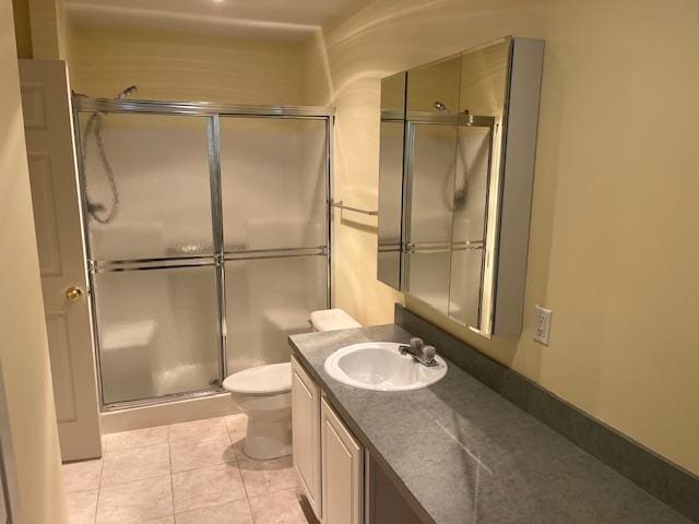703 Pebble Beach Path, Riverhead, NY 11901 - bathroom featuring toilet, vanity, a shower stall, and tile patterned floors