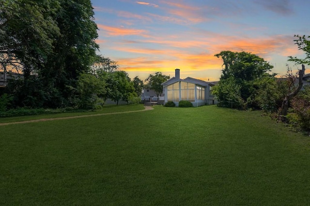 18 Oxford Rd, East Rockaway, NY 11518 - yard at dusk with a lawn