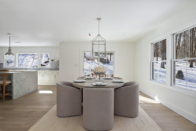 dining room with light wood-type flooring