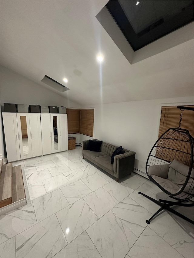 121 W Seaman Ave, Freeport, NY 11520 - living area with marble finish floor and lofted ceiling