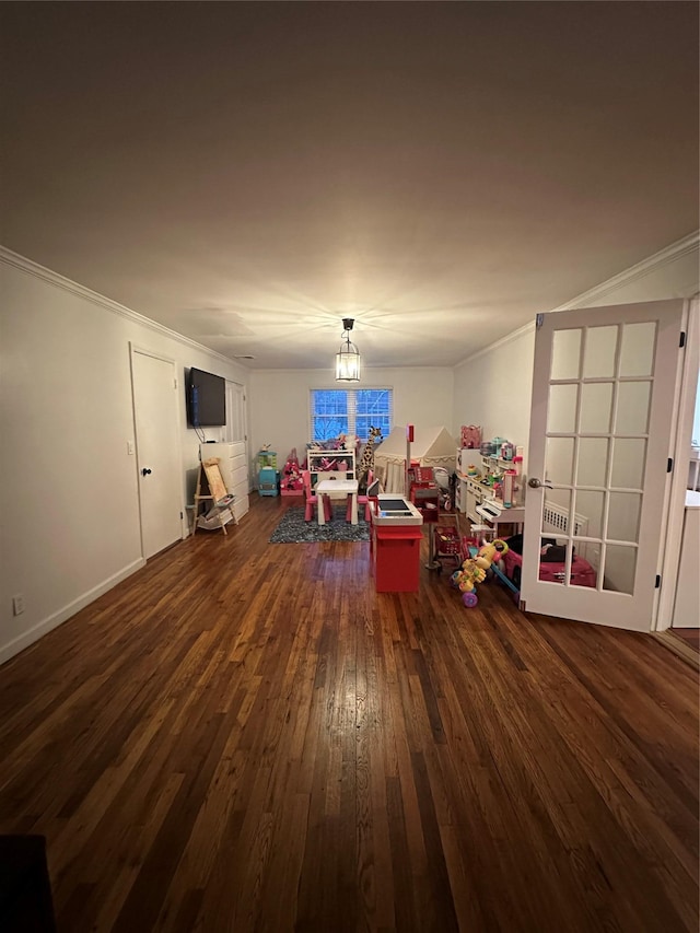 121 W Seaman Ave, Freeport, NY 11520 - rec room featuring wood-type flooring and ornamental molding