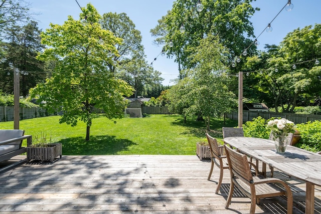 35 Turtle Cove Ln, Huntington, NY 11743 - deck with a fenced backyard and outdoor dining area