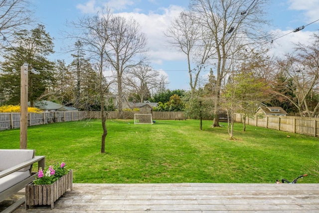 35 Turtle Cove Ln, Huntington, NY 11743 - fenced backyard with a wooden deck