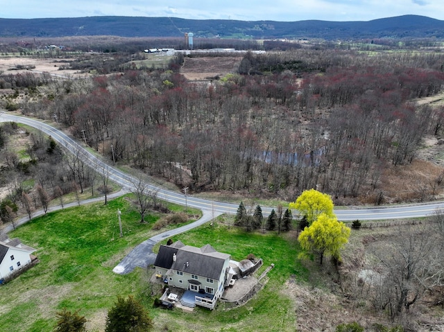 aerial view with a mountain view
