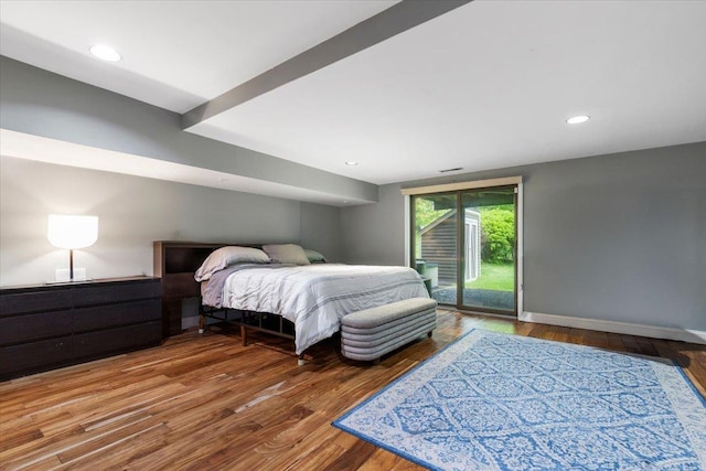 19 James Ct Unit 19, Port Chester, NY 10573 - bedroom with access to exterior, wood finished floors, baseboards, and recessed lighting