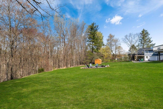 view of yard featuring a deck