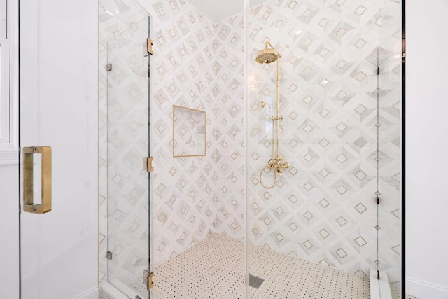 56 Drake Rd, Scarsdale, NY 10583 - full bathroom with a stall shower and baseboards