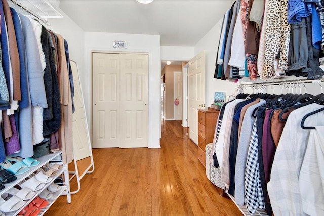 spacious closet featuring light wood finished floors