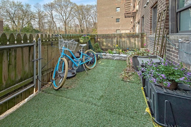 view of yard featuring a fenced backyard
