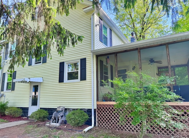 190 Union St, Montgomery, NY 12549 - view of home's exterior featuring a sunroom and ceiling fan